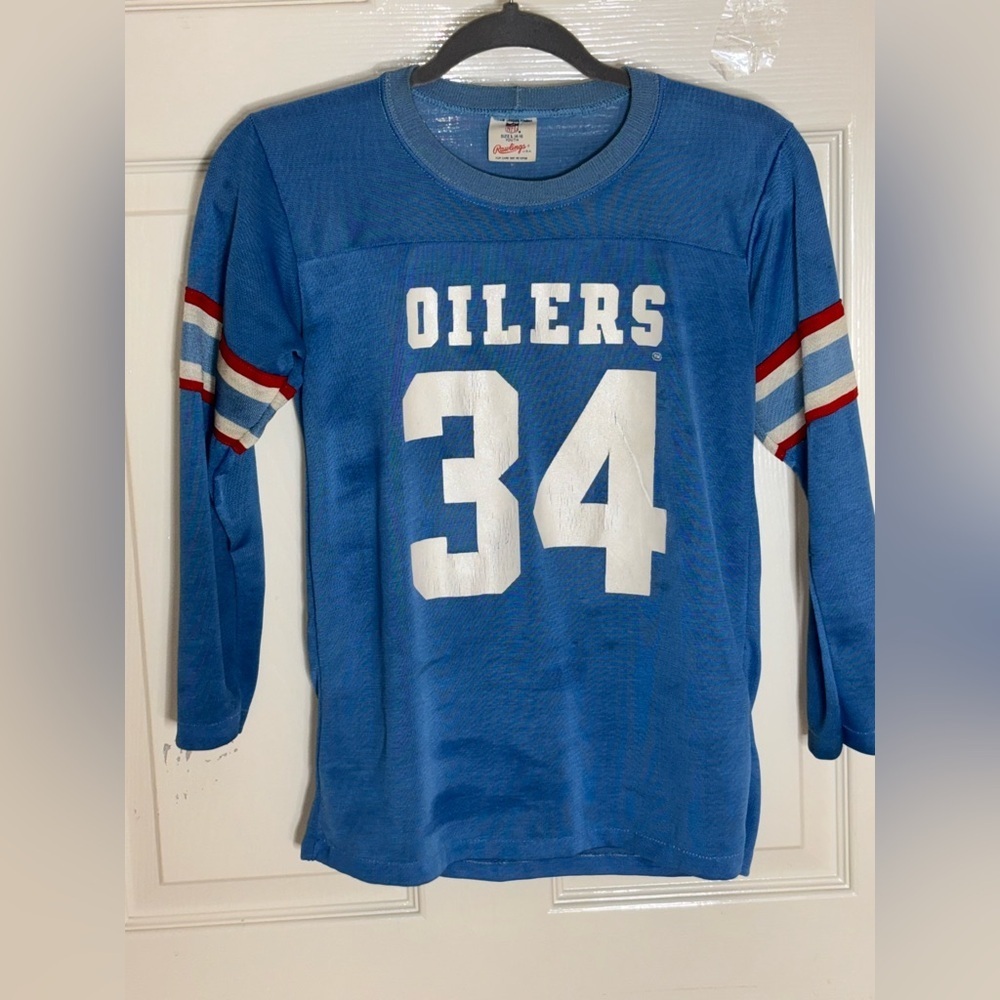 Rawlings - NFL - Sky Blue Oilers 34 - Football Jersey - Size: 14-16 Youth - Picture 1 of 5